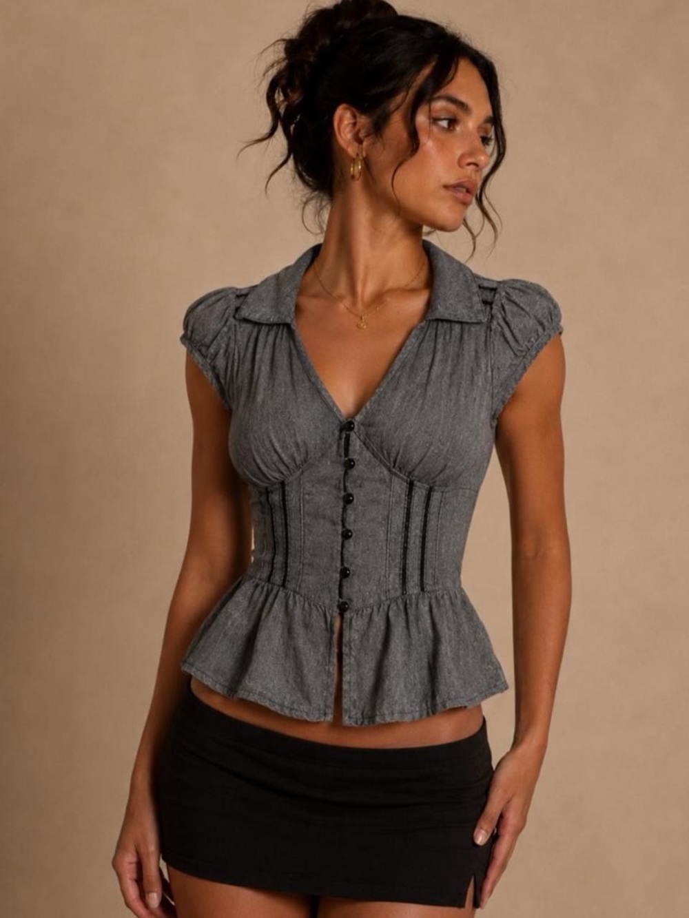 Y2K office siren blouse